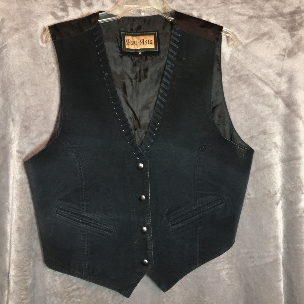 Black Genuine Leather Vest
